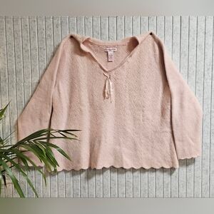 Lily Stanhope Pink Angora Wool Blend Sweater 3X Scallop Hem